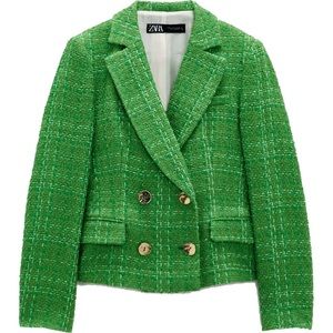 Zara green double breasted blazer